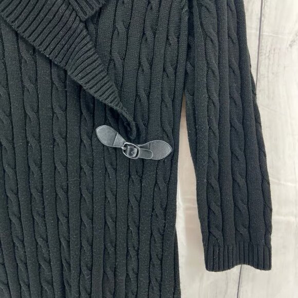 Calvin Klein SMALL Black Knit Sweater Dress A-Line Knee Length Long Sleeve - Picture 4 of 7